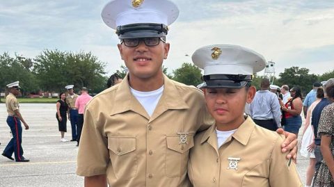 Marine Corps privates JuliMarie Winston and Jamil Winston Jr. attended boot camp at Marine Recruit Training Depot Parris Island at the same time.